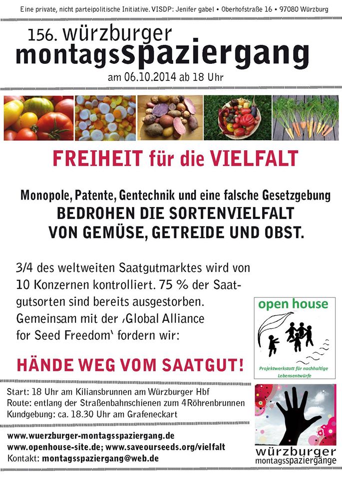 Würzburger Montagsspaziergang: Freiheit für die Vielfalt- Demonstration