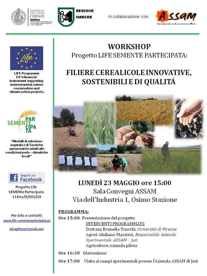 Workshop Progetto LIFE SEMENTE PARTECIPATA - Filiere cerearicole innovative, sostenibili e di qualità